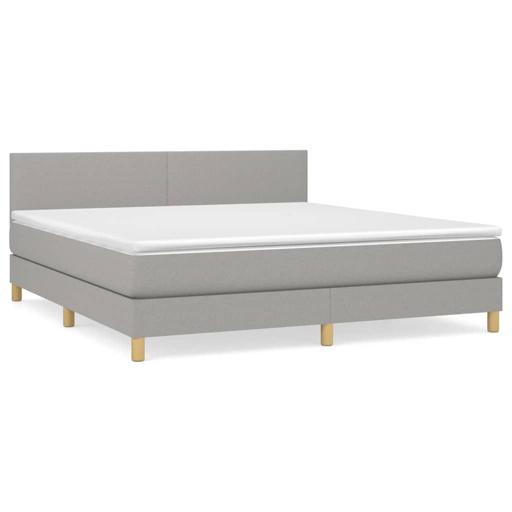 Boxspring Met Matras Stof Lichtgrijs 160 x 200 cm Effen ontwerp