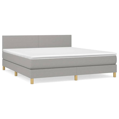 Boxspring Met Matras Stof Lichtgrijs 160 x 200 cm Effen ontwerp