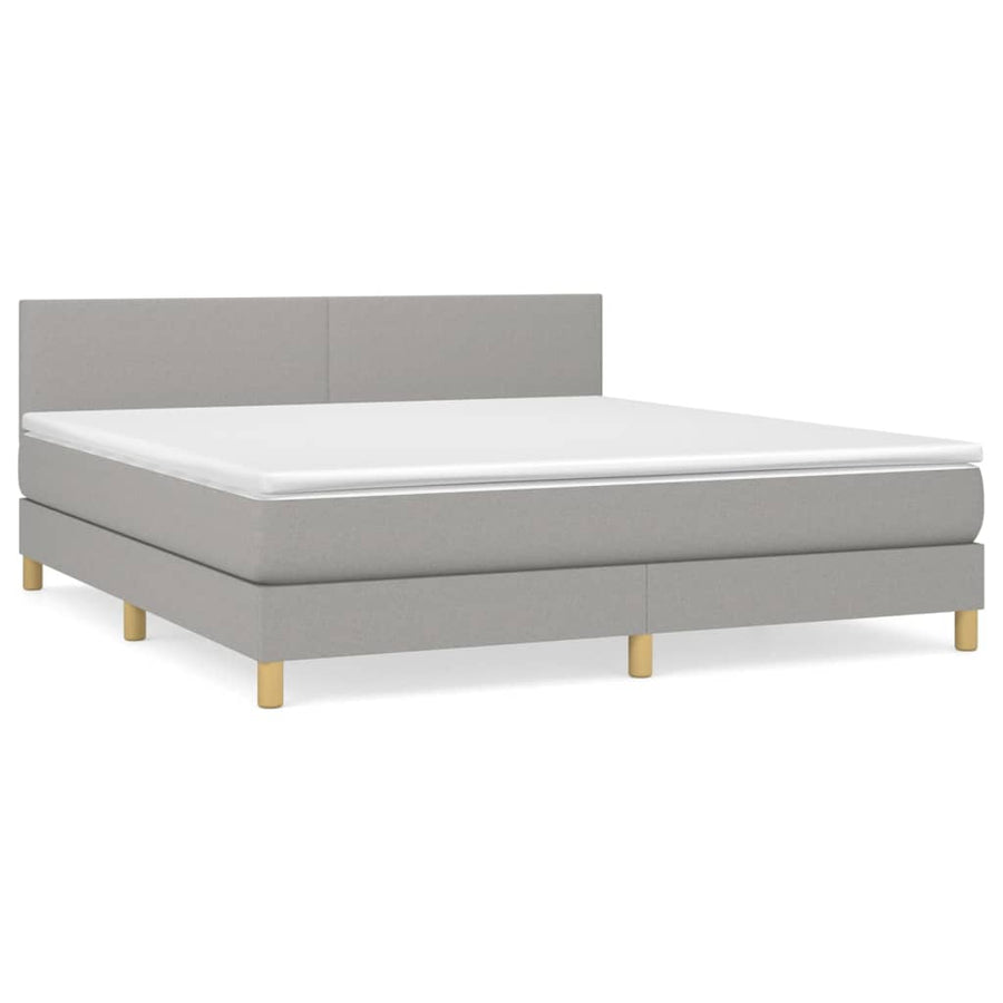Boxspring Met Matras Stof Lichtgrijs 160 x 200 cm Effen ontwerp