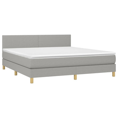Boxspring Met Matras Stof Lichtgrijs 160 x 200 cm Effen ontwerp