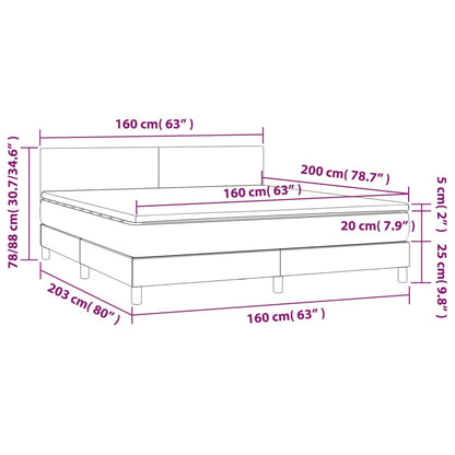 Boxspring Met Matras Stof Lichtgrijs 160 x 200 cm Effen ontwerp