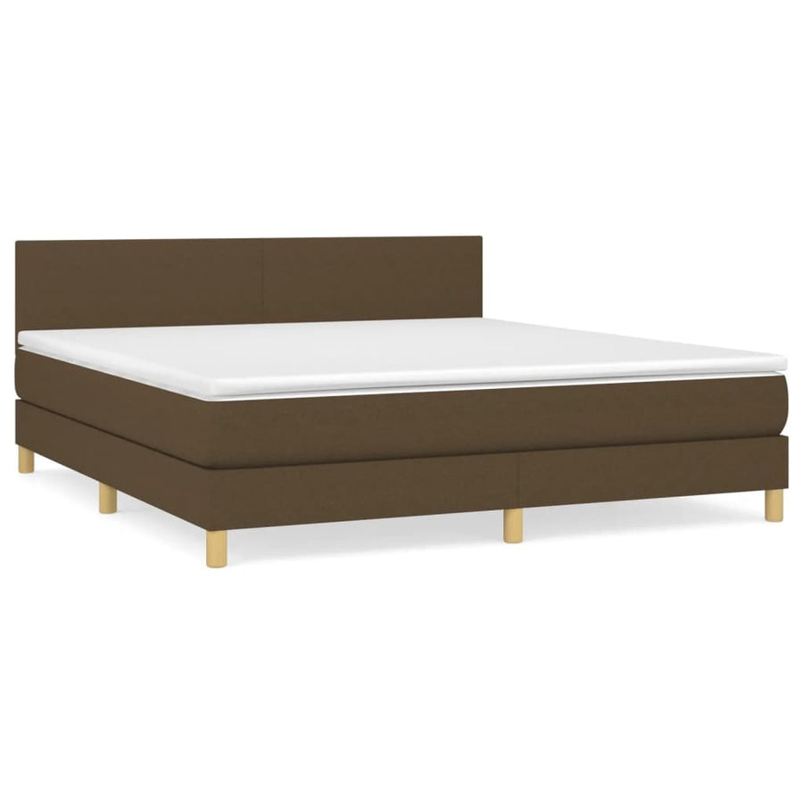 Boxspring Met Matras Stof Donkerbruin 160 x 200 cm Effen ontwerp
