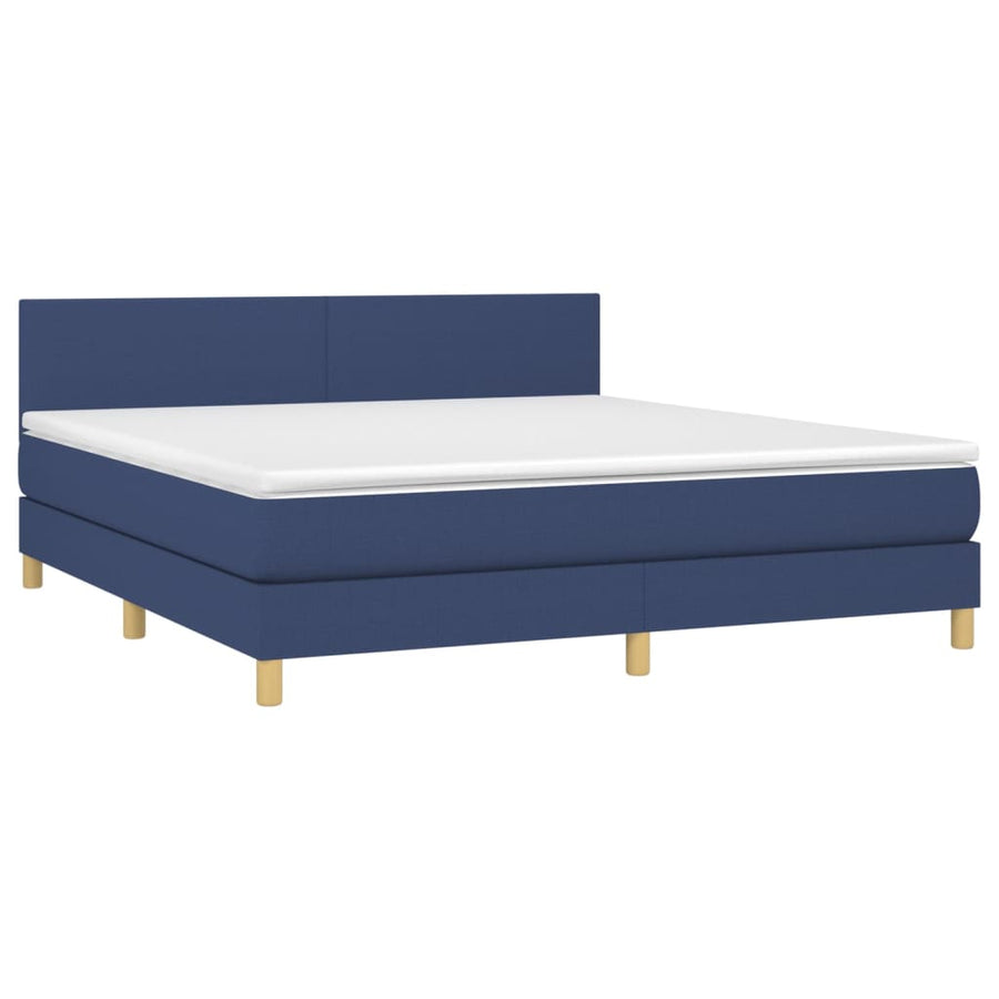 Boxspring Met Matras Stof Blauw 160X200 Cm Blauw 160 x 200 cm Effen ontwerp