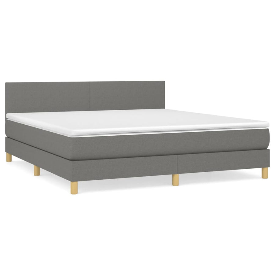 Boxspring Met Matras Stof Donkergrijs 180 x 200 cm Effen ontwerp