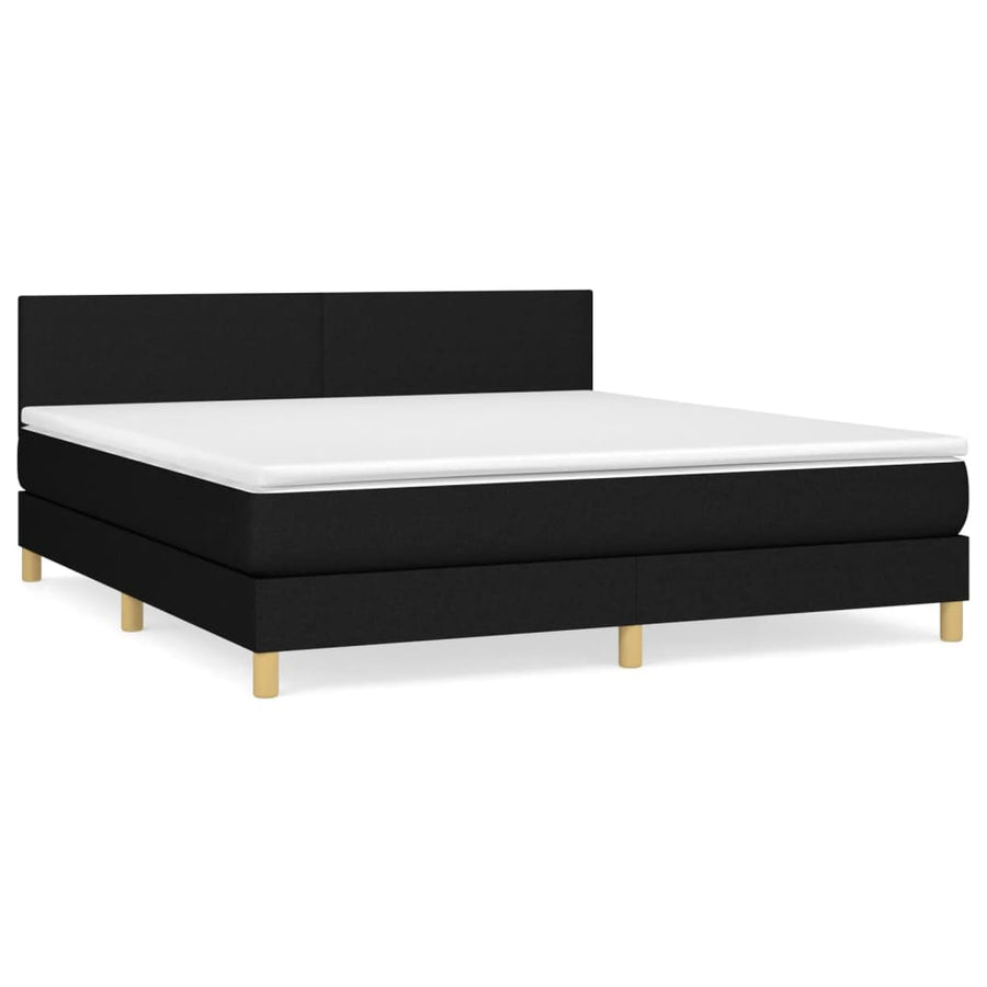 Boxspring Met Matras Stof Zwart 180 x 200 cm Effen ontwerp