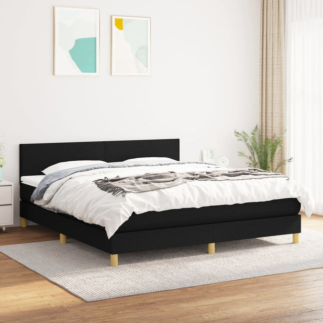 Boxspring Met Matras Stof Zwart 180 x 200 cm Effen ontwerp