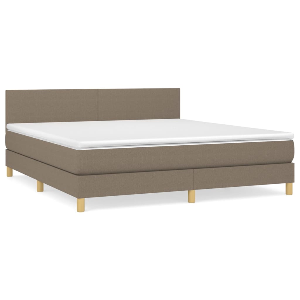 Boxspring Met Matras Stof Taupe 180 x 200 cm Effen ontwerp