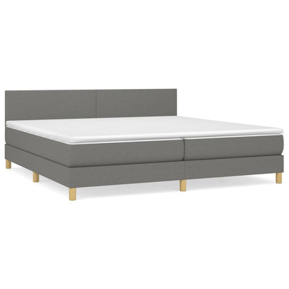 Boxspring Met Matras Stof Donkergrijs 200 x 200 cm Effen ontwerp