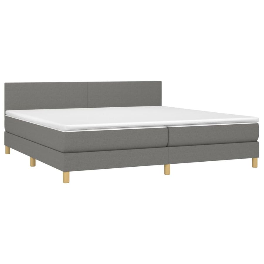 Boxspring Met Matras Stof Donkergrijs 200 x 200 cm Effen ontwerp