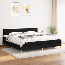 Boxspring Met Matras Stof Zwart 200 x 200 cm Effen ontwerp