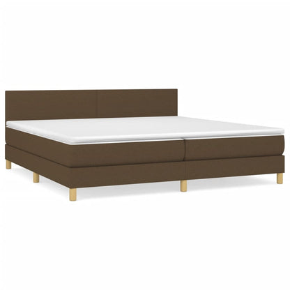 Boxspring Met Matras Stof Donkerbruin 200 x 200 cm Effen ontwerp