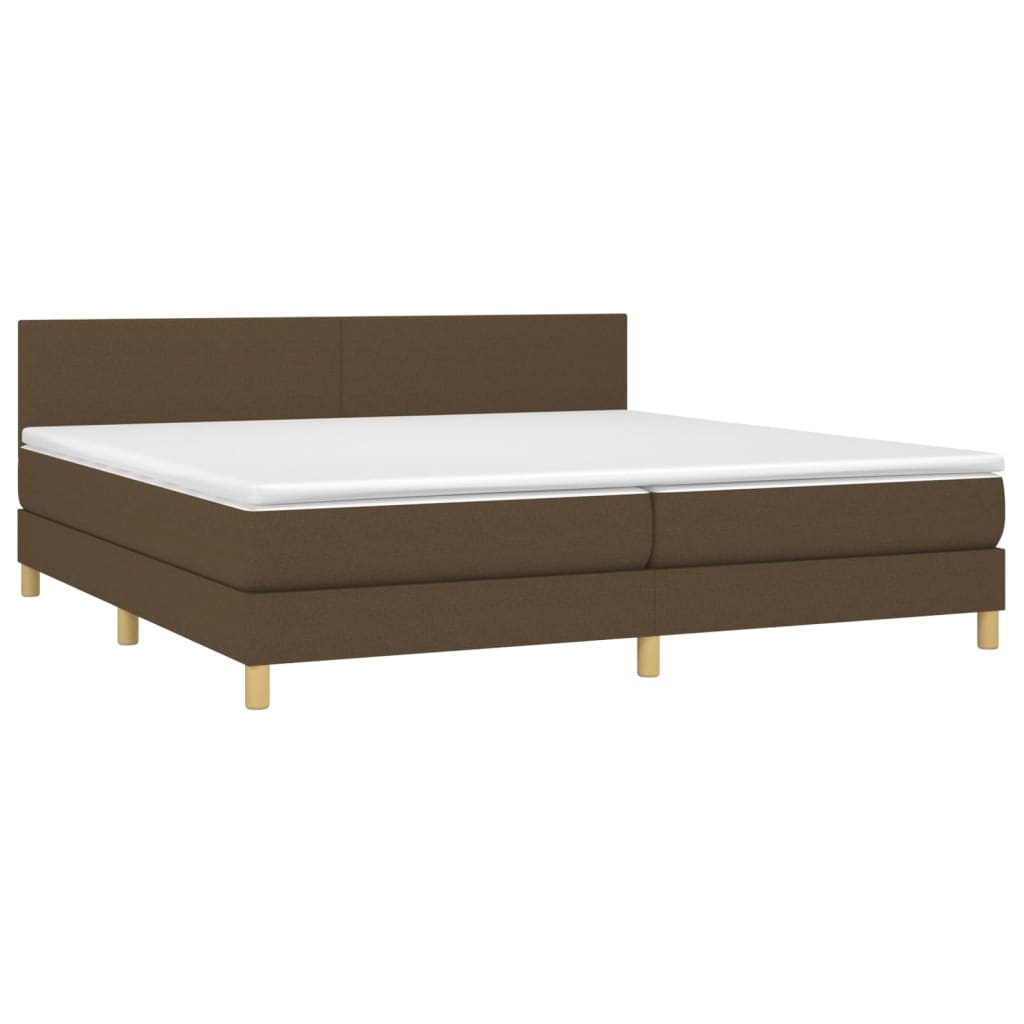 Boxspring Met Matras Stof Donkerbruin 200 x 200 cm Effen ontwerp