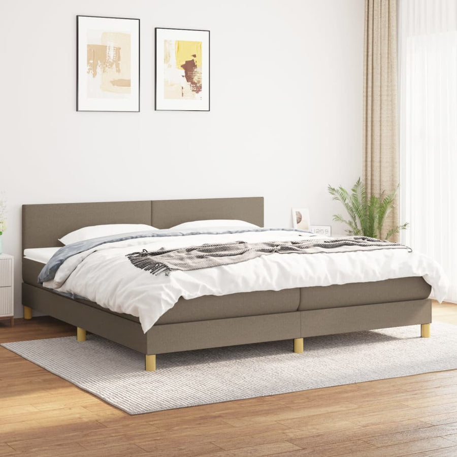 Boxspring Met Matras Stof Taupe 200 x 200 cm Effen ontwerp