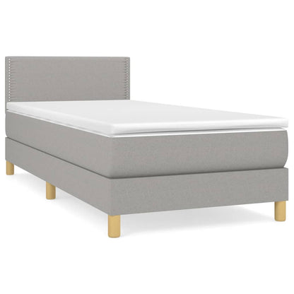Boxspring Met Matras Stof Lichtgrijs 90 x 190 cm Effen met spijkers
