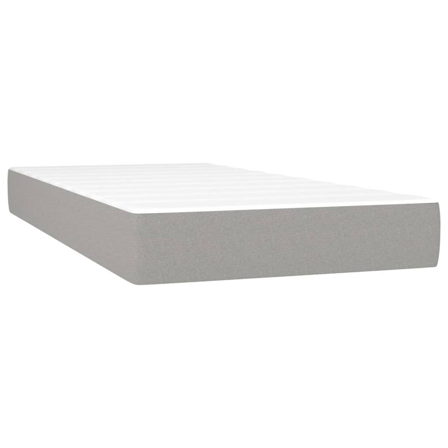 Boxspring Met Matras Stof Lichtgrijs 90 x 190 cm Effen met spijkers