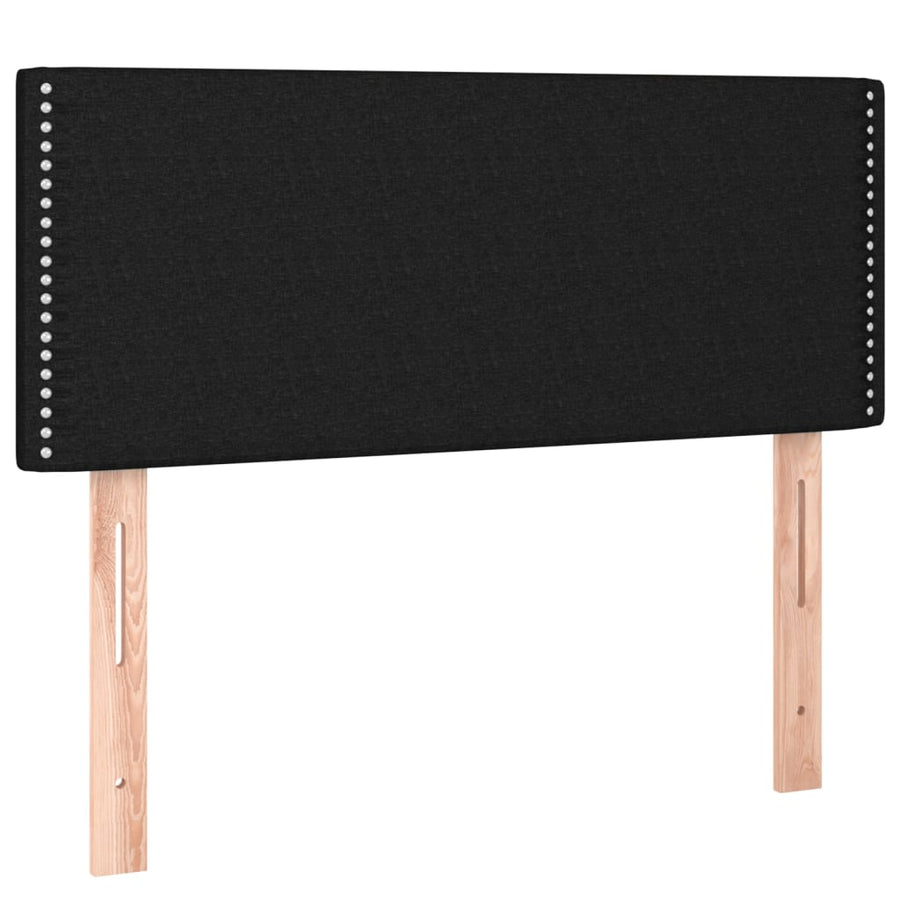 Boxspring met matras stof zwart 100x200 cm 100 x 200 cm Effen met spijkers