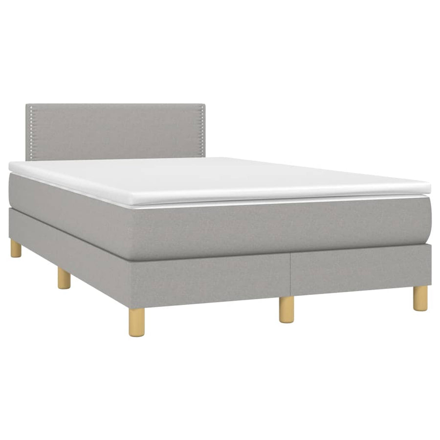 Boxspring Met Matras Stof Lichtgrijs 120 x 200 cm Effen met spijkers