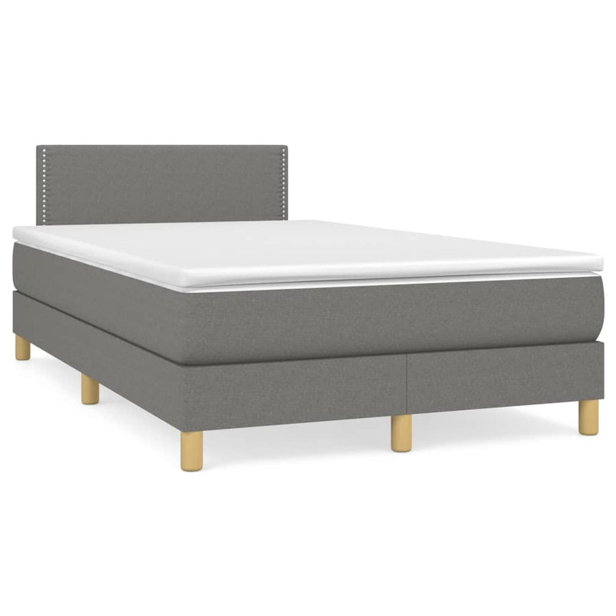 Boxspring Met Matras Stof Donkergrijs 120 x 200 cm Effen met spijkers