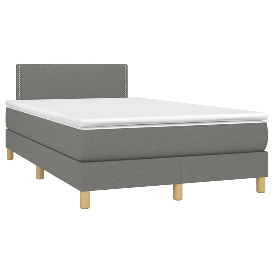 Boxspring Met Matras Stof Donkergrijs 120 x 200 cm Effen met spijkers