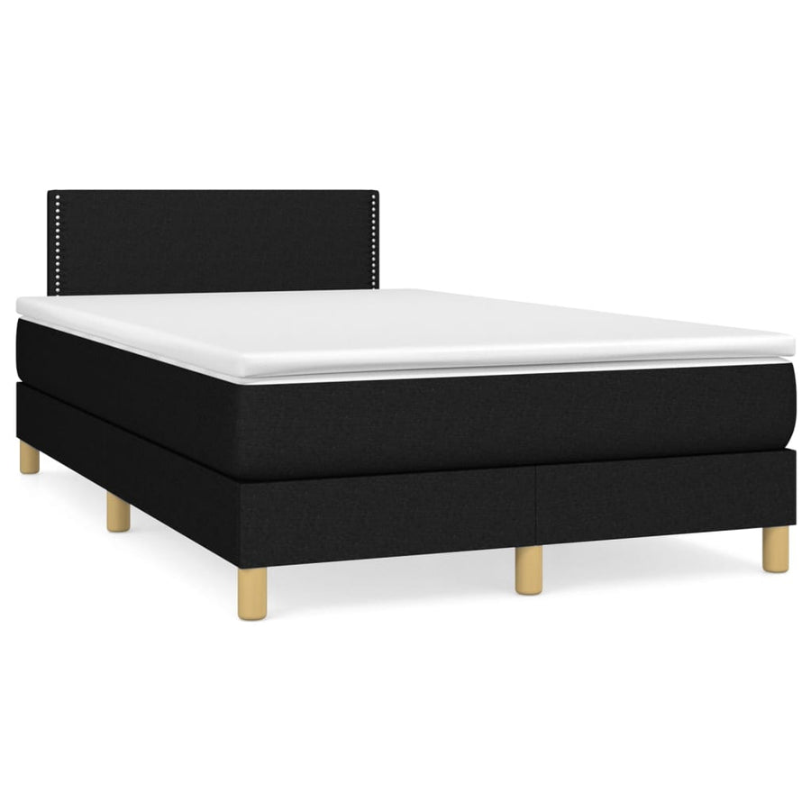 Boxspring Met Matras Stof Zwart 120 x 200 cm Effen met spijkers