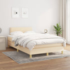 Boxspring met matras stof crèmekleurig 120x200 cm 120 x 200 cm Crème