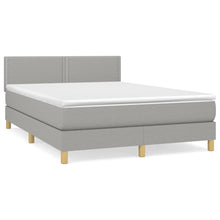Boxspring Met Matras Stof Lichtgrijs 140 x 190 cm Effen met spijkers