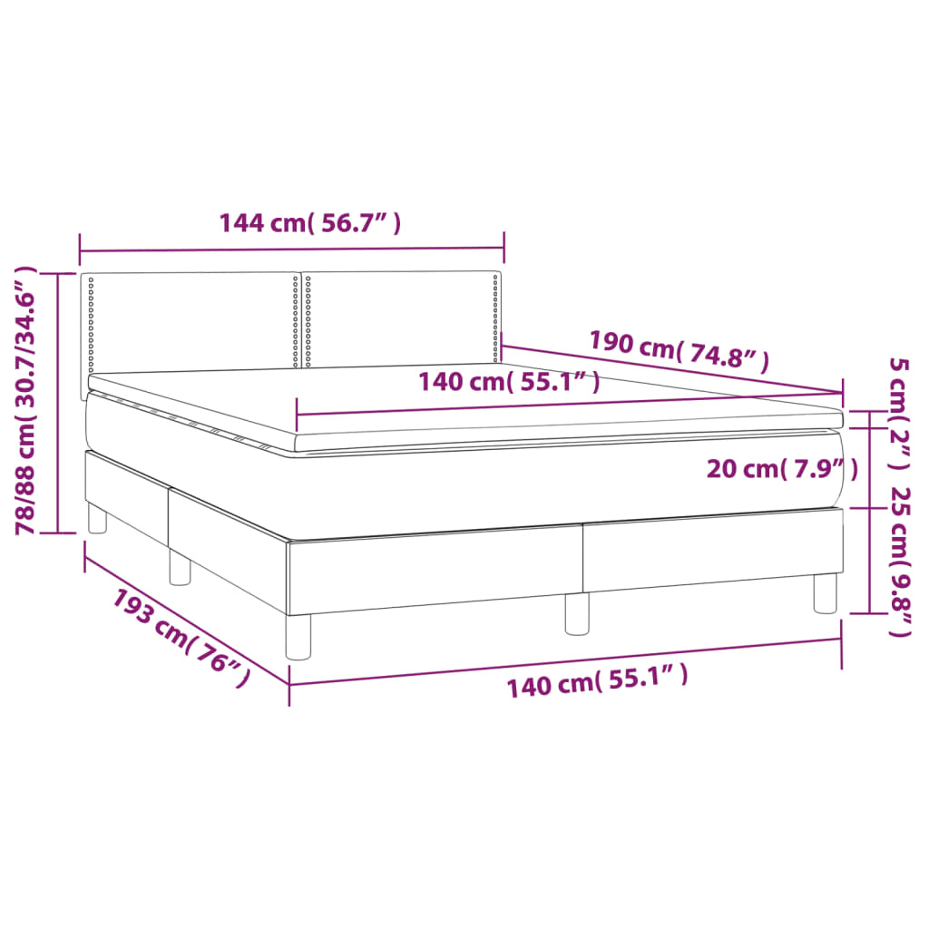 Boxspring met matras stof taupe 140x190 cm 140 x 190 cm Taupe