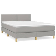 Boxspring Met Matras Stof Lichtgrijs 140 x 200 cm Effen met spijkers