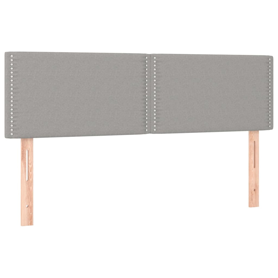 Boxspring Met Matras Stof Lichtgrijs 140 x 200 cm Effen met spijkers
