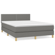Boxspring Met Matras Stof Donkergrijs 140 x 200 cm Effen met spijkers