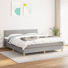 Boxspring Met Matras Stof Lichtgrijs 160 x 200 cm Effen met spijkers