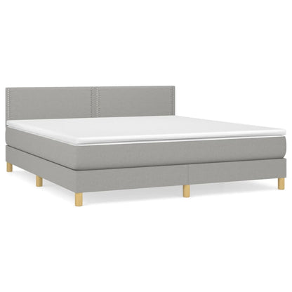 Boxspring Met Matras Stof Lichtgrijs 180 x 200 cm Effen met spijkers