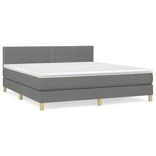 Boxspring Met Matras Stof Donkergrijs 180 x 200 cm Effen met spijkers