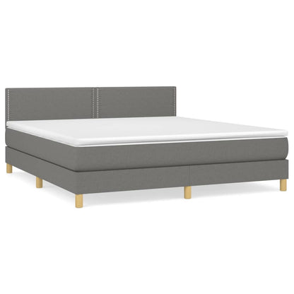Boxspring Met Matras Stof Donkergrijs 180 x 200 cm Effen met spijkers
