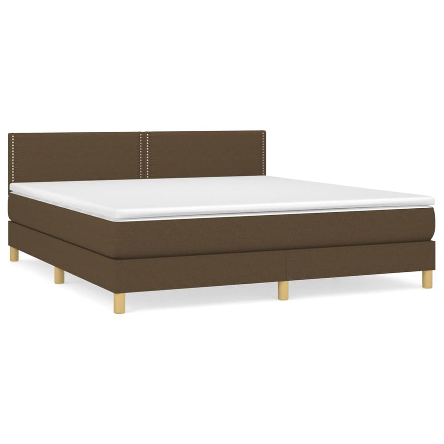 Boxspring Met Matras Stof Donkerbruin 180 x 200 cm Effen met spijkers