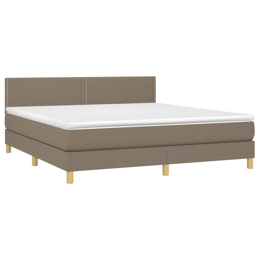 Boxspring Met Matras Stof Taupe 180 x 200 cm Effen met spijkers