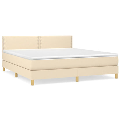 Boxspring met matras stof crèmekleurig 180x200 cm 180 x 200 cm Crème