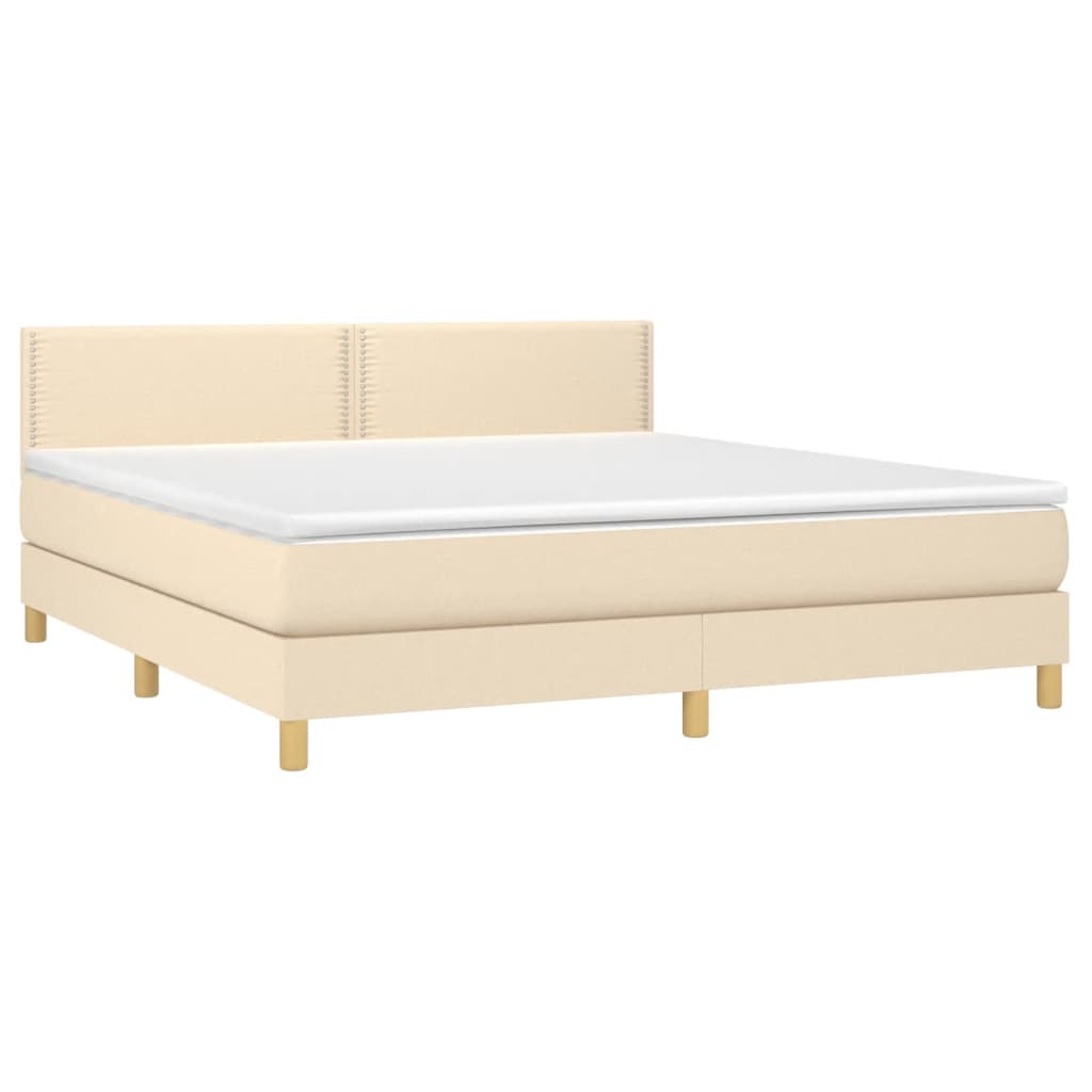 Boxspring met matras stof crèmekleurig 180x200 cm 180 x 200 cm Crème