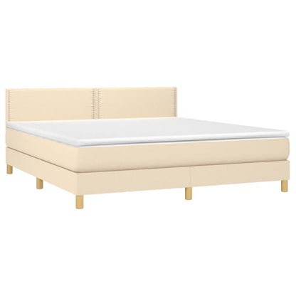Boxspring met matras stof crèmekleurig 180x200 cm 180 x 200 cm Crème