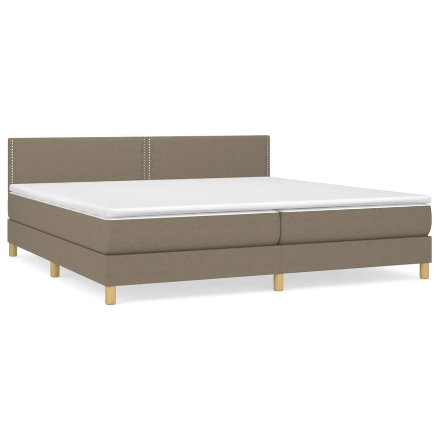 Boxspring Met Matras Stof Taupe 200 x 200 cm Effen met spijkers