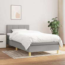 Boxspring Met Matras Stof Lichtgrijs 80 x 200 cm Blok met vierkanten