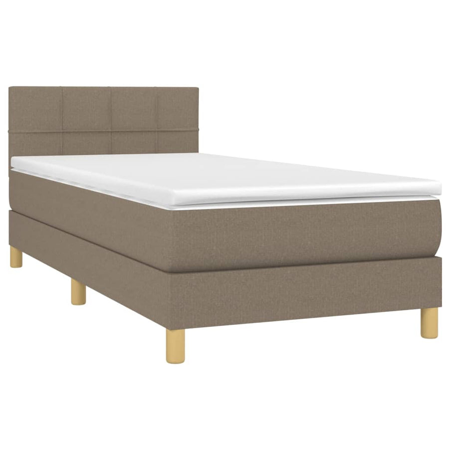 Boxspring Met Matras Stof Taupe 80 x 200 cm Blok met vierkanten