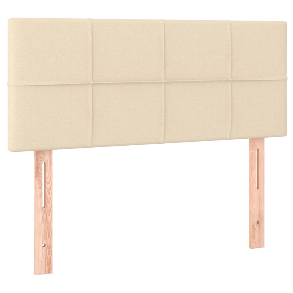 Boxspring Met Matras Stof Kleurig Crème 90 x 190 cm Blok met vierkanten