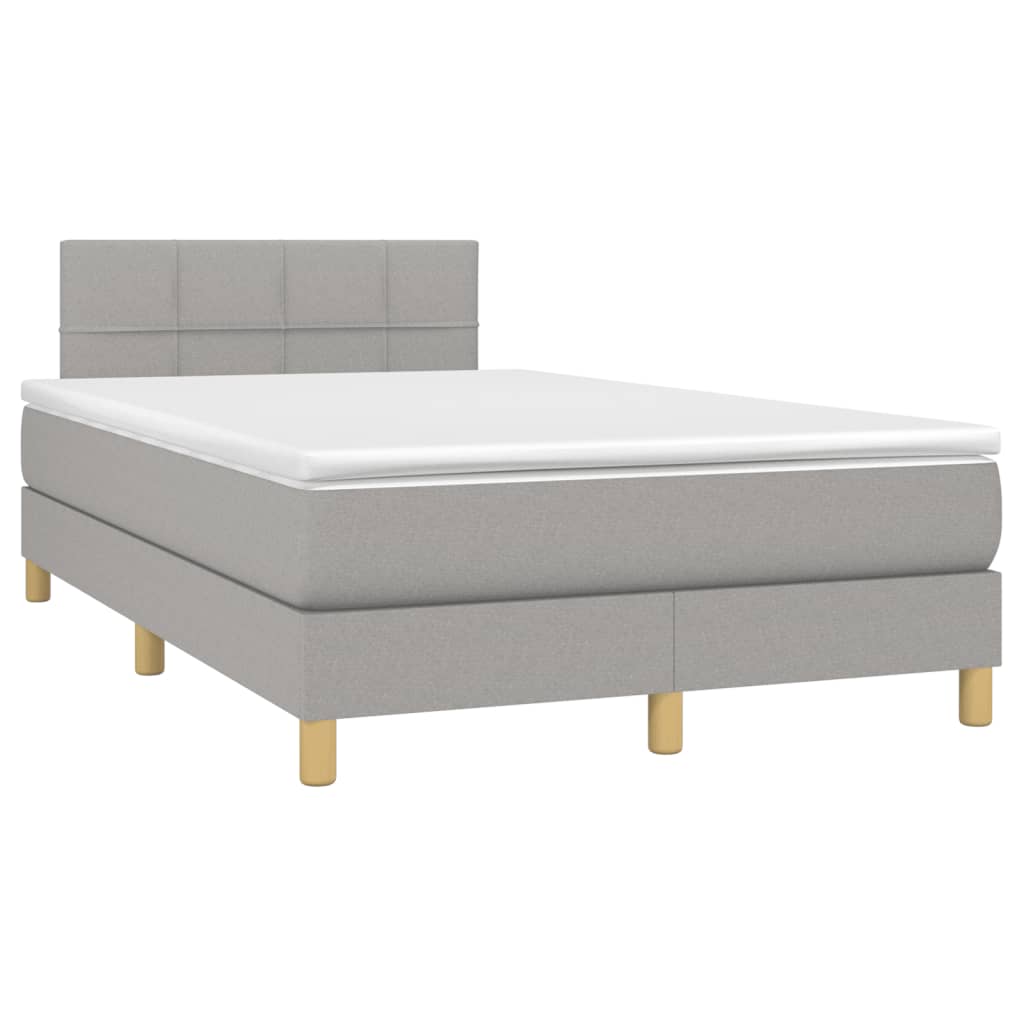 Boxspring Met Matras Stof Lichtgrijs 120 x 200 cm Blok met vierkanten
