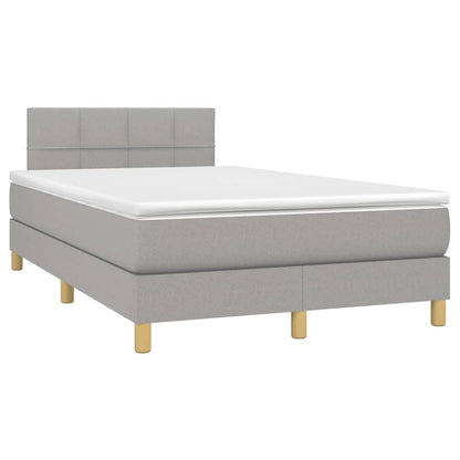 Boxspring Met Matras Stof Lichtgrijs 120 x 200 cm Blok met vierkanten