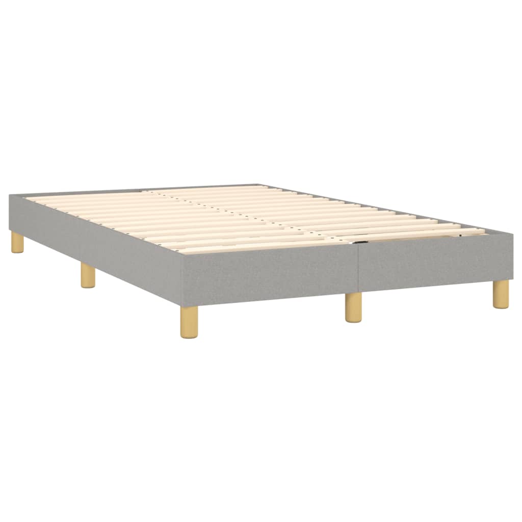 Boxspring Met Matras Stof Lichtgrijs 120 x 200 cm Blok met vierkanten