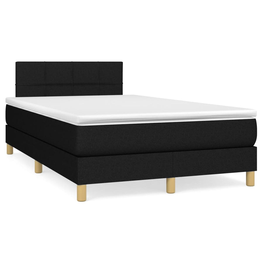 Boxspring Met Matras Stof Zwart 120 x 200 cm Blok met vierkanten