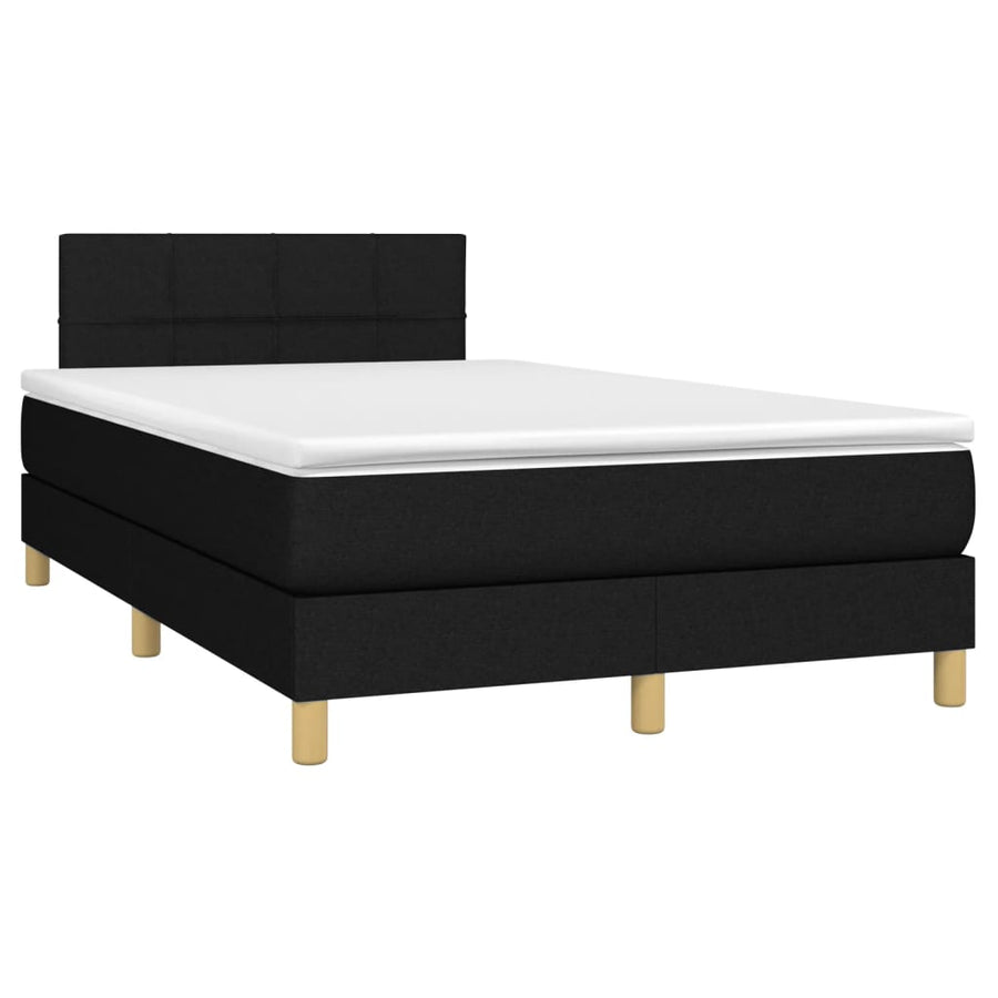 Boxspring Met Matras Stof Zwart 120 x 200 cm Blok met vierkanten