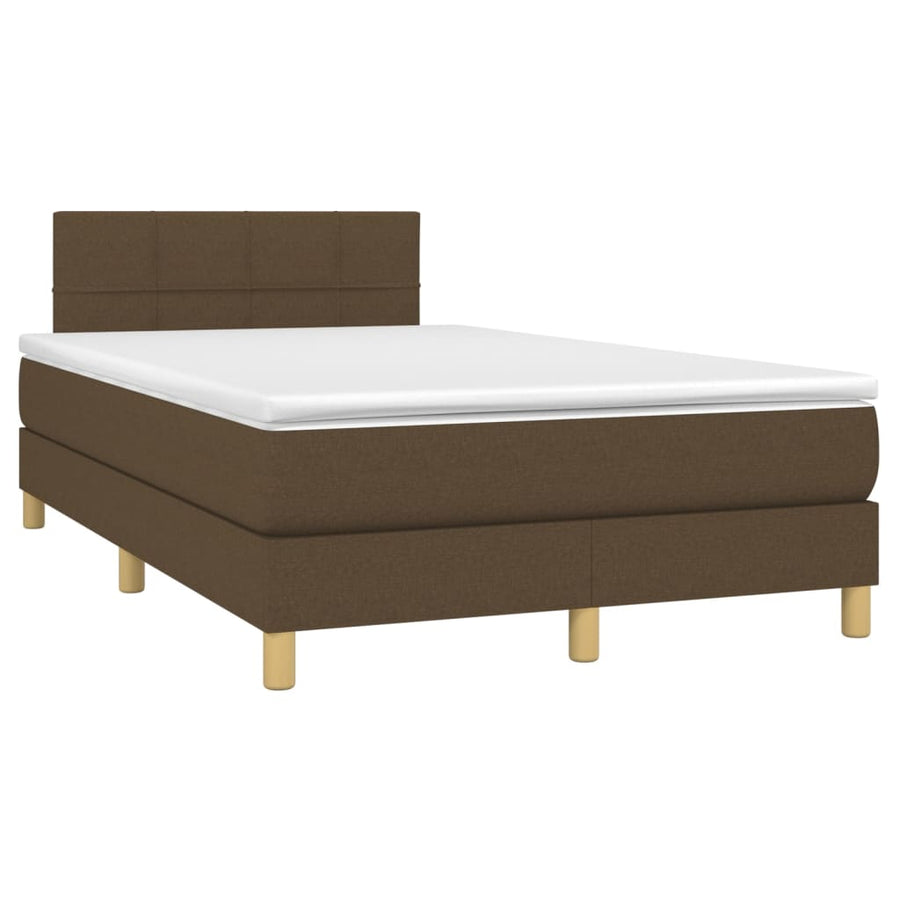 Boxspring Met Matras Stof Donkerbruin 120 x 200 cm Blok met vierkanten