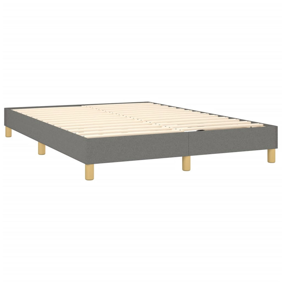 Boxspring Met Matras Stof Donkergrijs 140 x 190 cm Blok met vierkanten